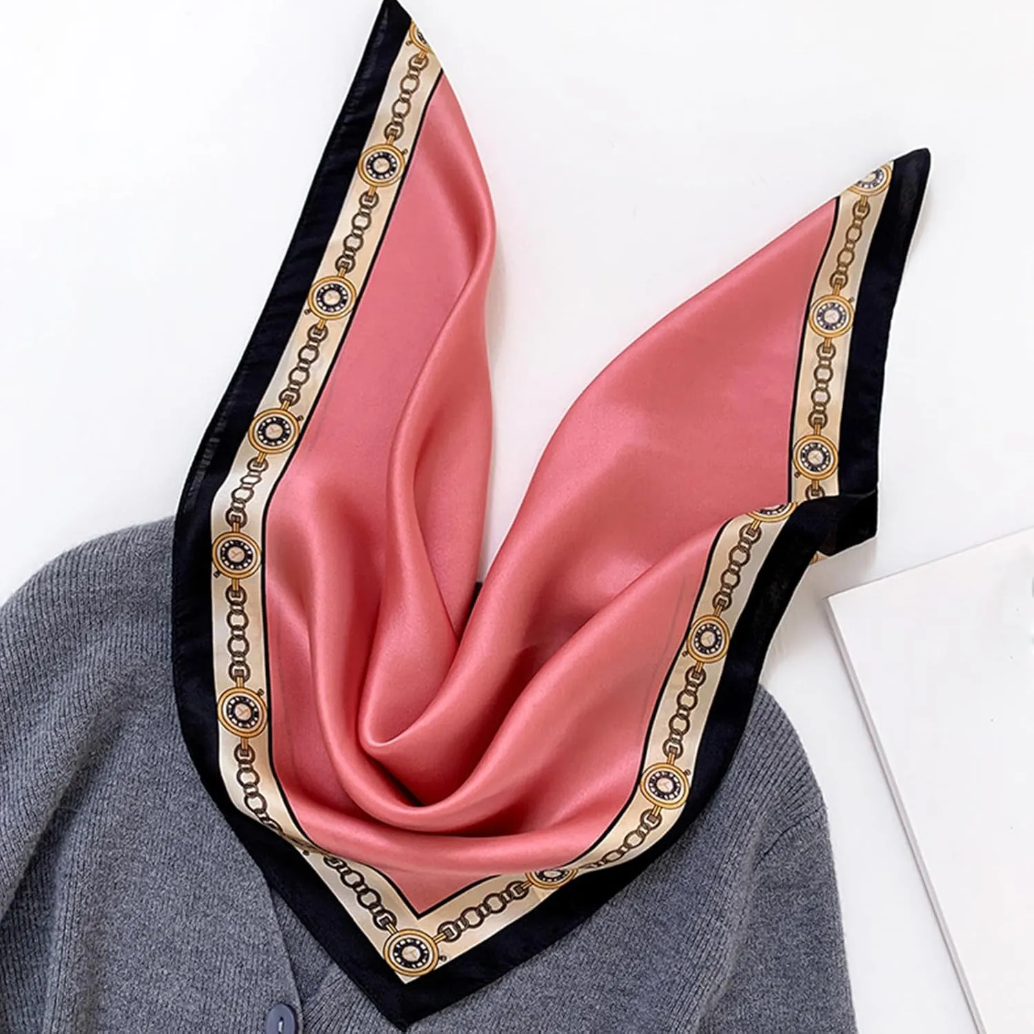100% Mulberry Silk Scarf 21x21 Inch Lightweight Square Headscarf Small Neck Scarf Silk Scarves for Women Men
