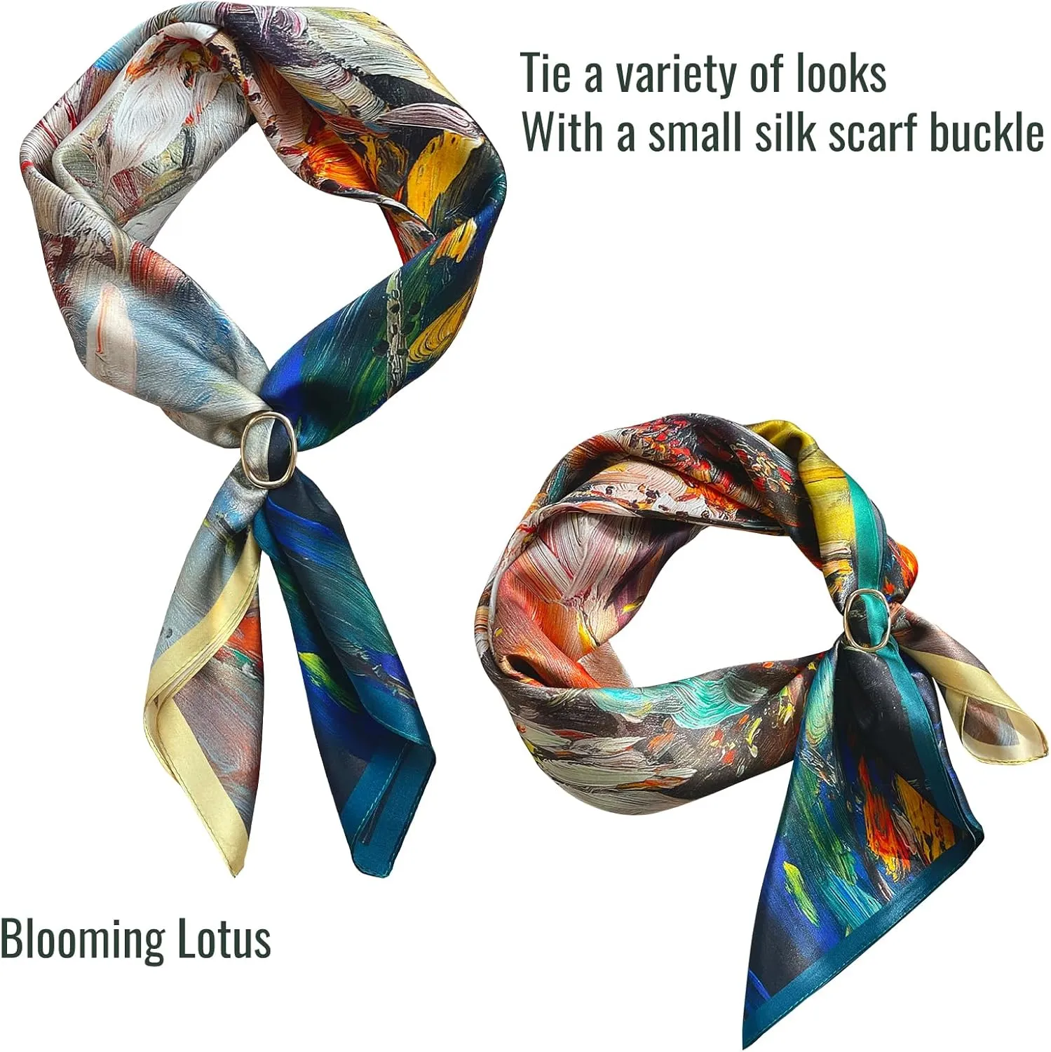 100% Mulberry Silk Scarf Women's Fashion Scarves Square and Long Bandana Shawls and Wraps Artist Collection Gift