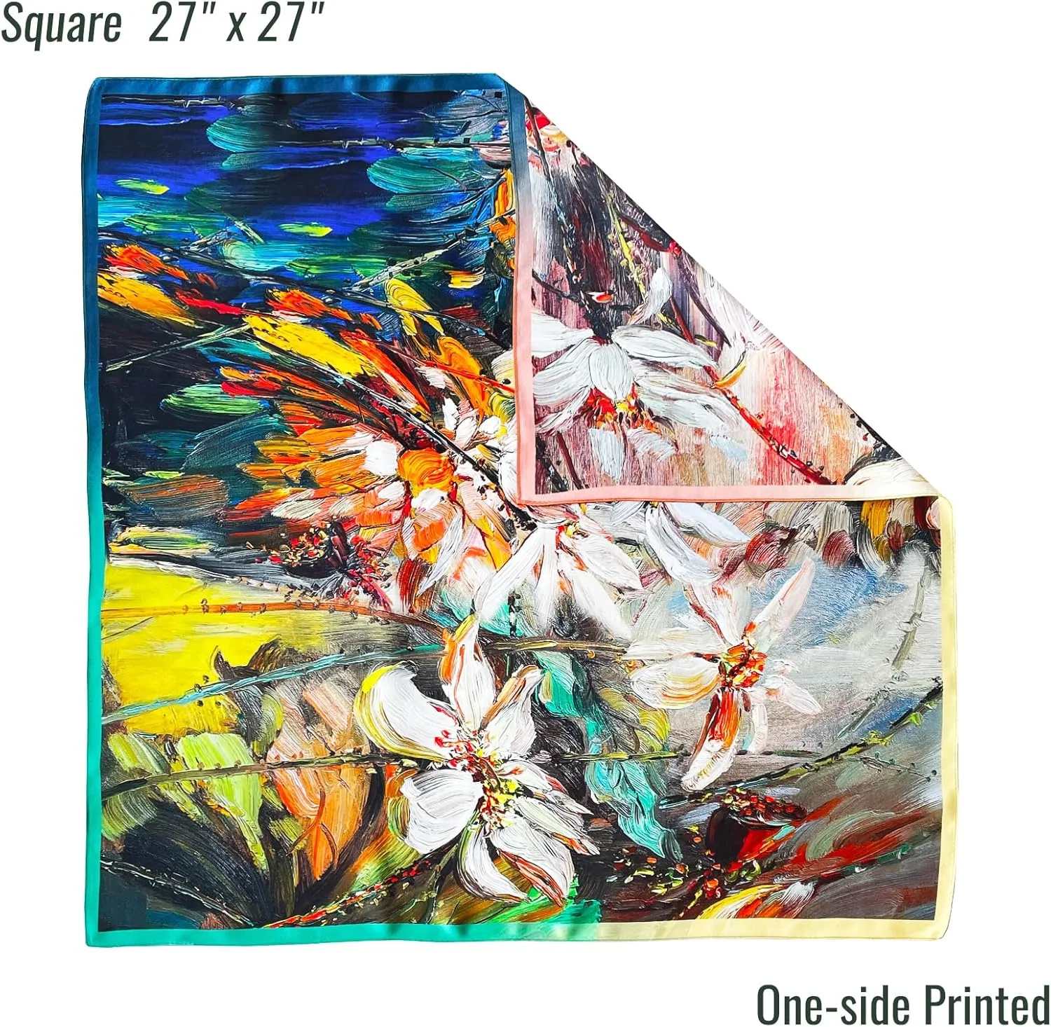 100% Mulberry Silk Scarf Women's Fashion Scarves Square and Long Bandana Shawls and Wraps Artist Collection Gift