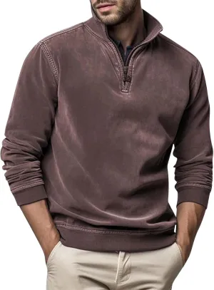 2024 Men's Sweaters 1/4 Zip Up Casual Turtleneck Pullover Polo Slim Fit Sweaters Long Sleeve Thermal Sweatshirts