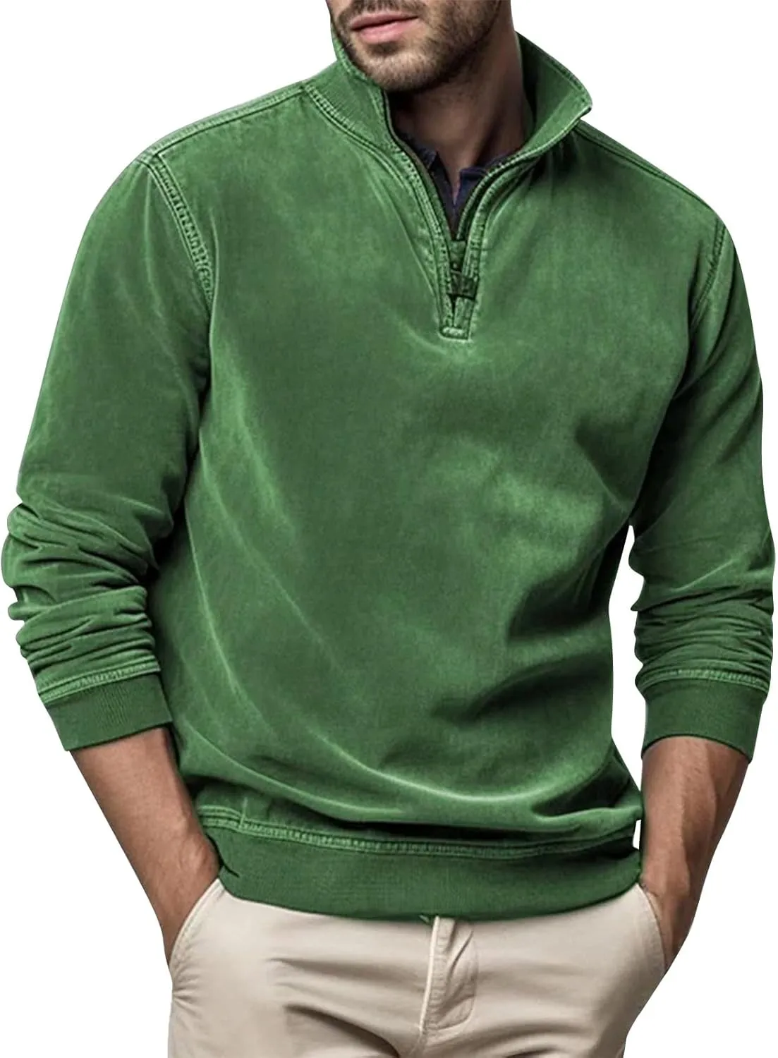 2024 Men's Sweaters 1/4 Zip Up Casual Turtleneck Pullover Polo Slim Fit Sweaters Long Sleeve Thermal Sweatshirts