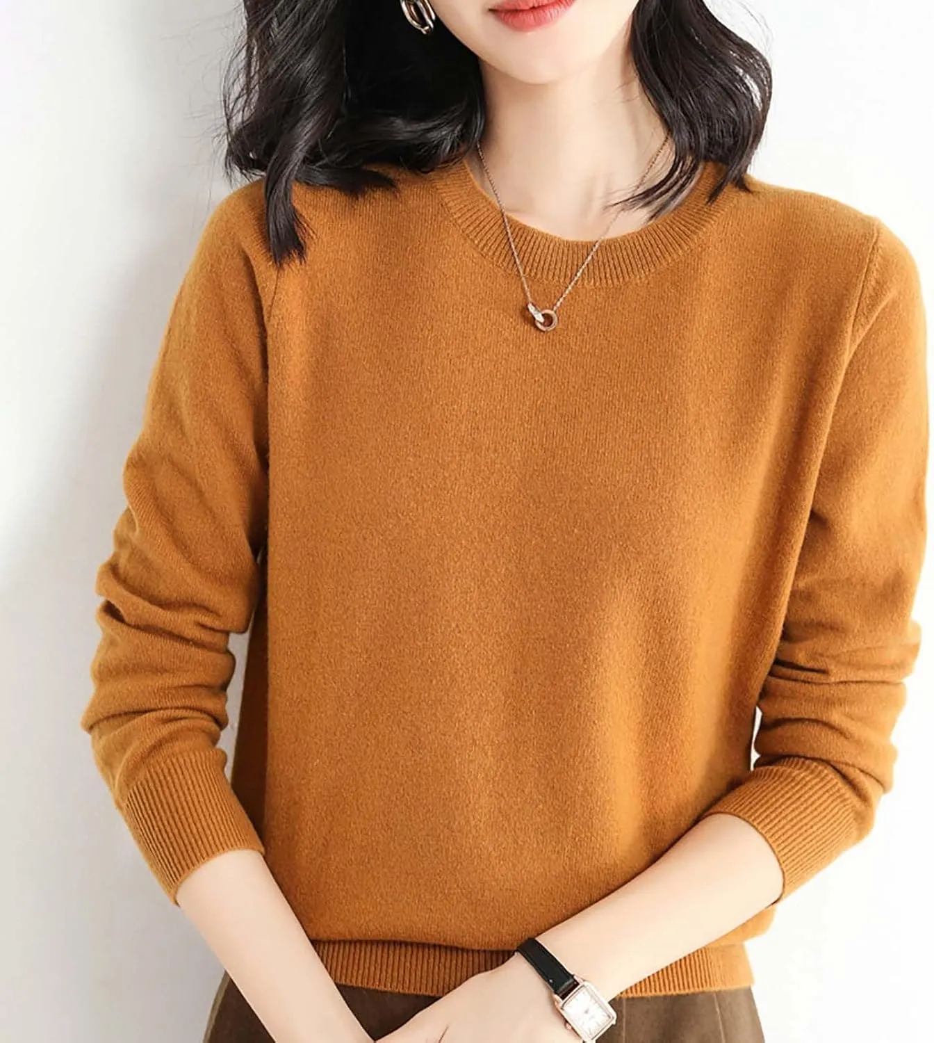 2024 New Cashmere Sweaters for Women Mock Neck Soft Long Sleeve Pullover Sweater Classic Fall/Winter Sweater Tops