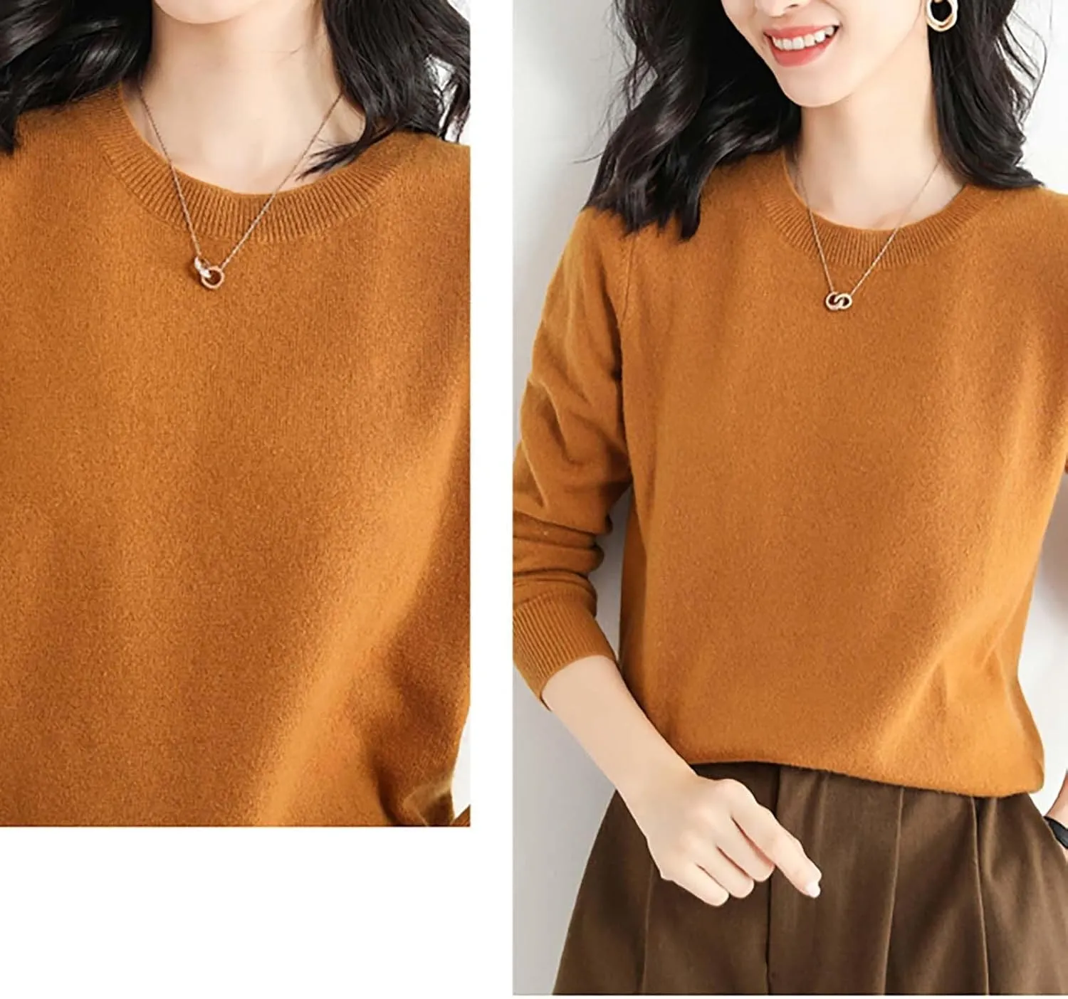 2024 New Cashmere Sweaters for Women Mock Neck Soft Long Sleeve Pullover Sweater Classic Fall/Winter Sweater Tops