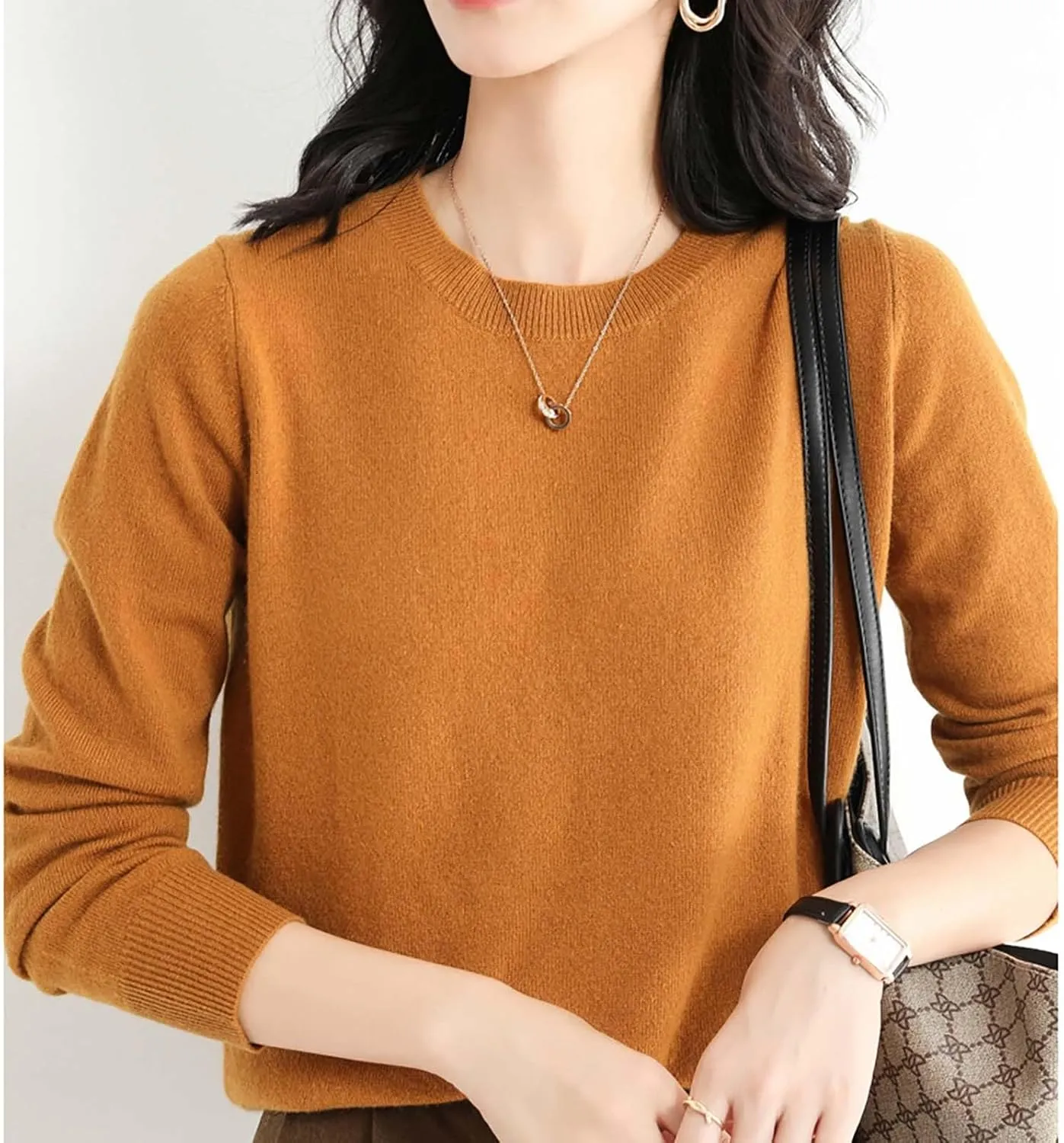 2024 New Cashmere Sweaters for Women Mock Neck Soft Long Sleeve Pullover Sweater Classic Fall/Winter Sweater Tops