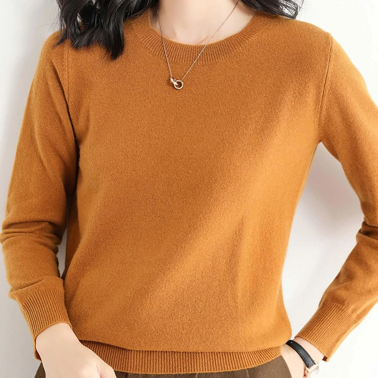 2024 New Cashmere Sweaters for Women Mock Neck Soft Long Sleeve Pullover Sweater Classic Fall/Winter Sweater Tops