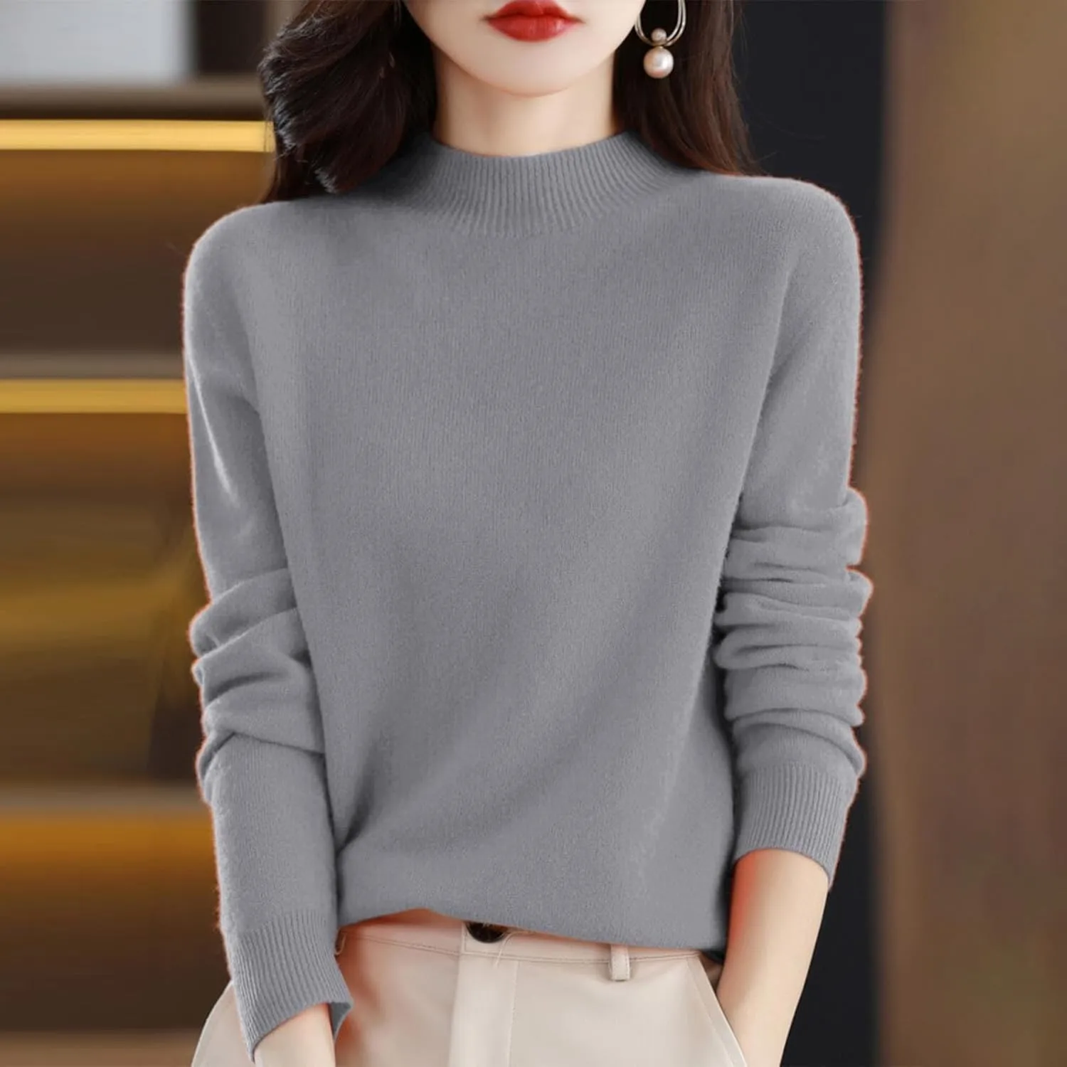2025 Cashmere Sweaters for Women Comfort Pullover Sweaters Casual Crewneck Sweater Dressy