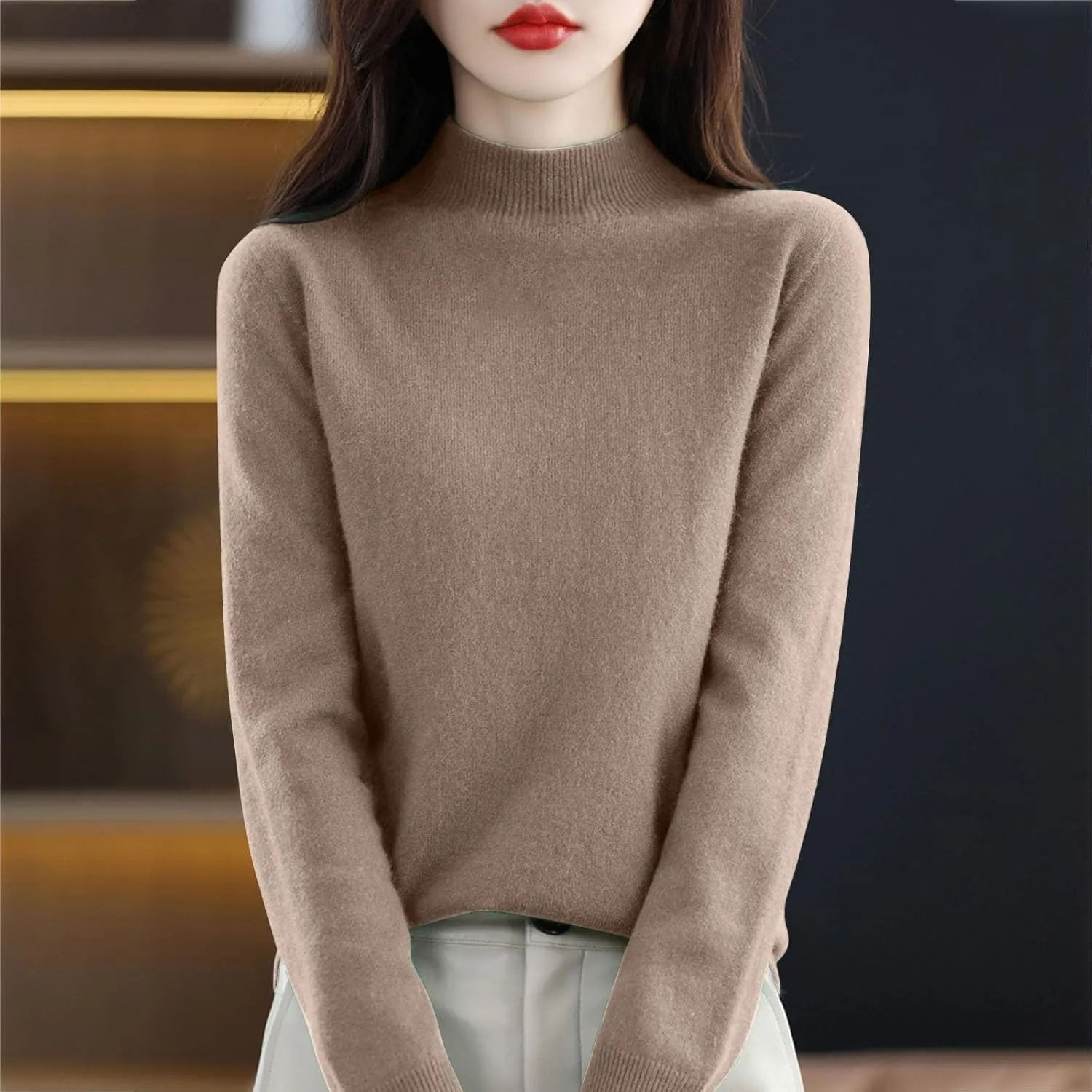 2025 Cashmere Sweaters for Women Comfort Pullover Sweaters Casual Crewneck Sweater Dressy