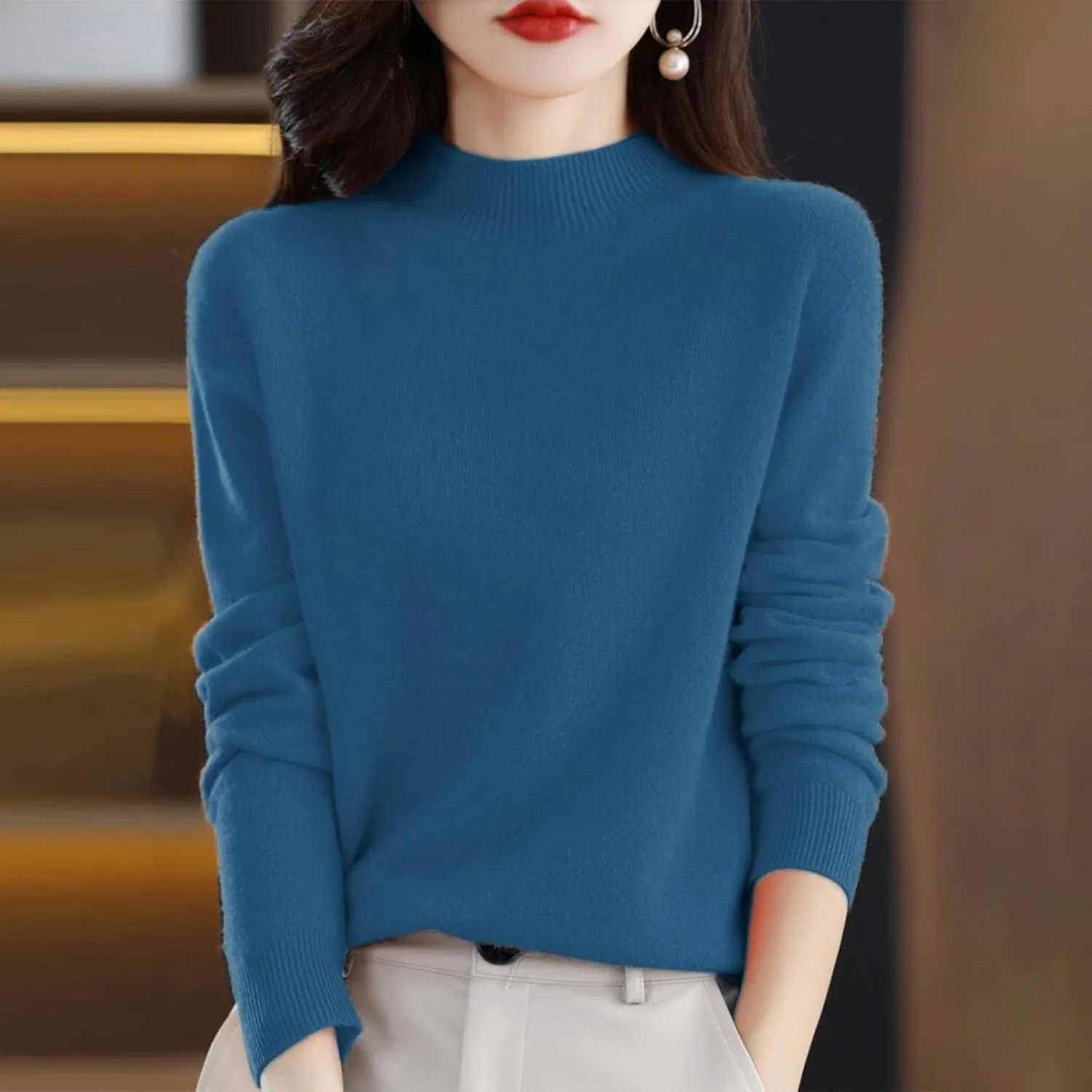 2025 Cashmere Sweaters for Women Comfort Pullover Sweaters Casual Crewneck Sweater Dressy