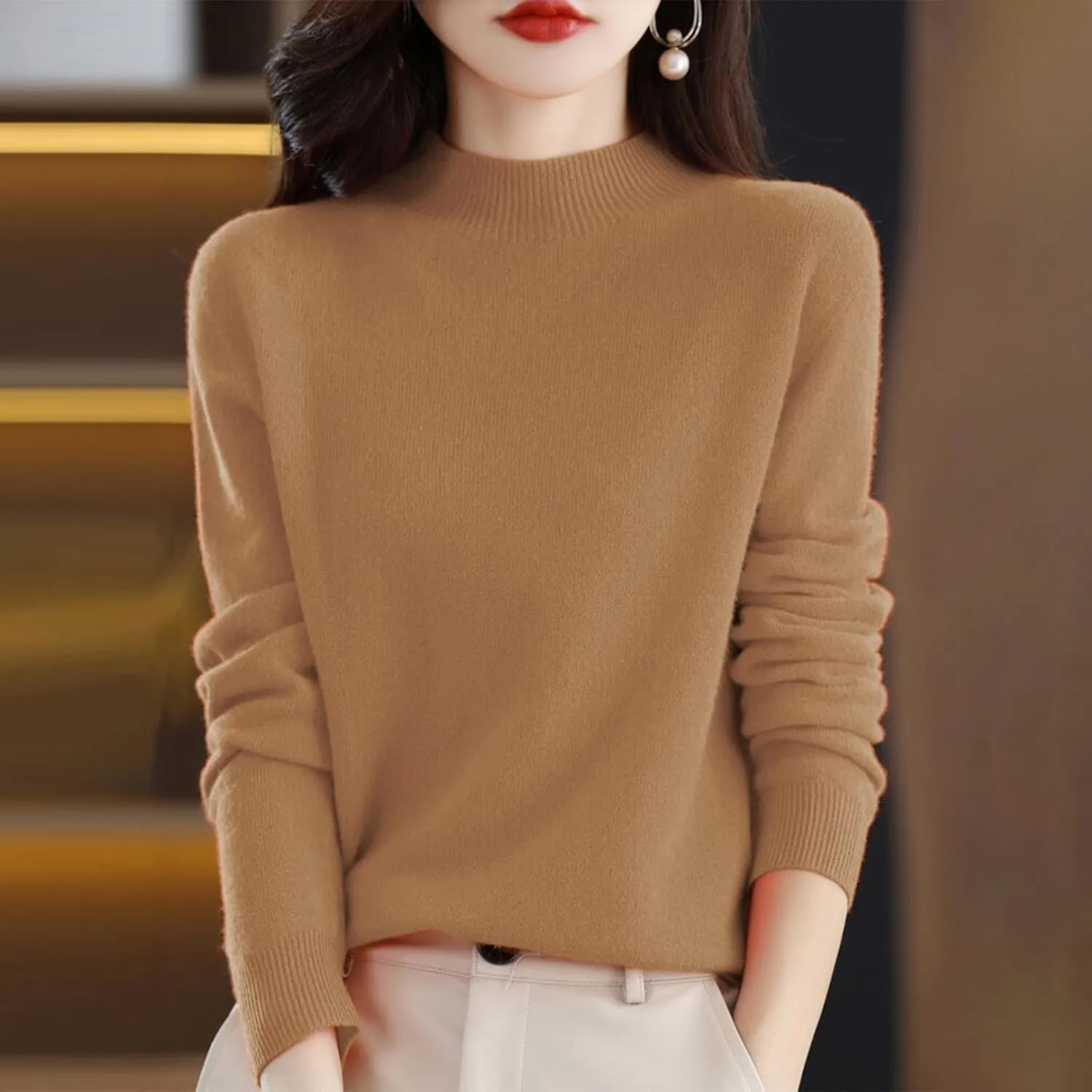 2025 Cashmere Sweaters for Women Comfort Pullover Sweaters Casual Crewneck Sweater Dressy