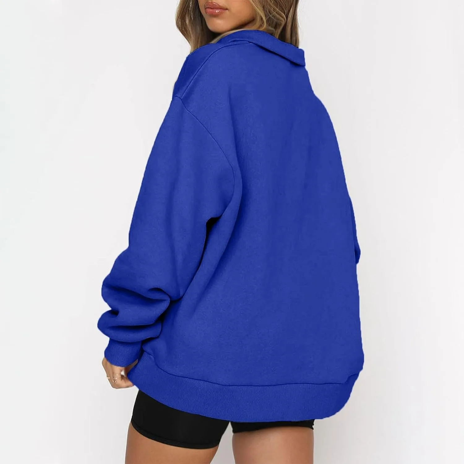 3/4 Zip Pullover Womens Oversized Sweatshirt Comfy Fleece Baggy Sweatshirts Long Sleeve Cute Sweat Shirt Fall Clothes
