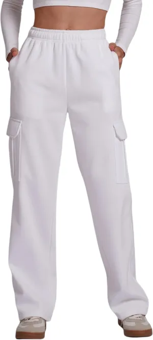 ABOCIW Womens Cargo Sweatpants Fleece Wide Leg Sweat Pants High Waisted Baggy Athletic Joggers Pants with Pockets