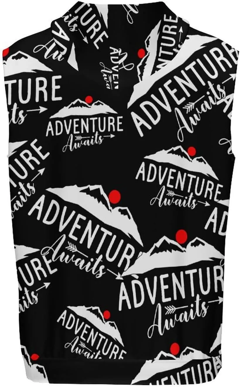 Adventure Awaits Men's Workout Tank Tops Sleeveless Running Shirts With Hoodie Workout Hooded