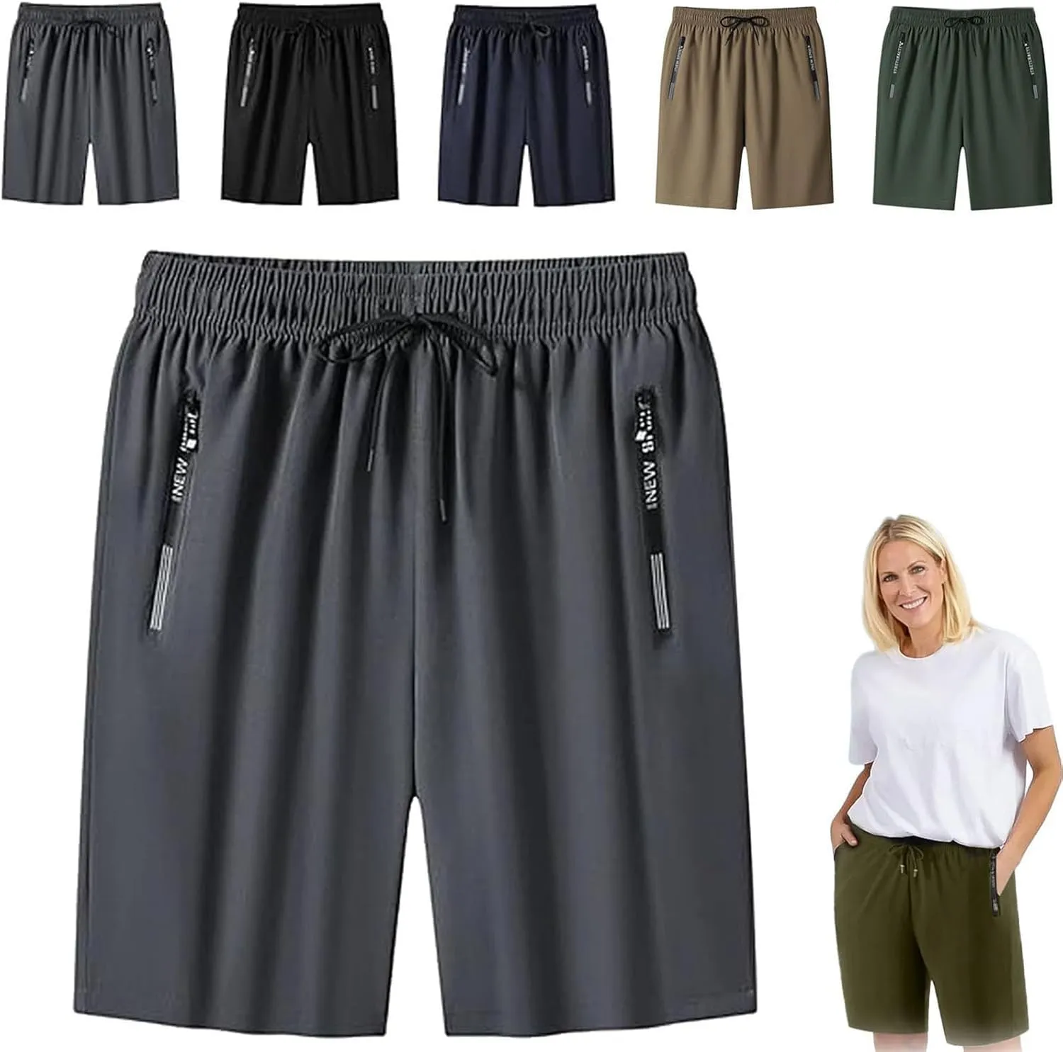 Airyflex Shorts, Icedactive - Women's Ice Silk Quick Drying Stretch Shorts, Unisex Quick Dry Pull-on Stretch Pants