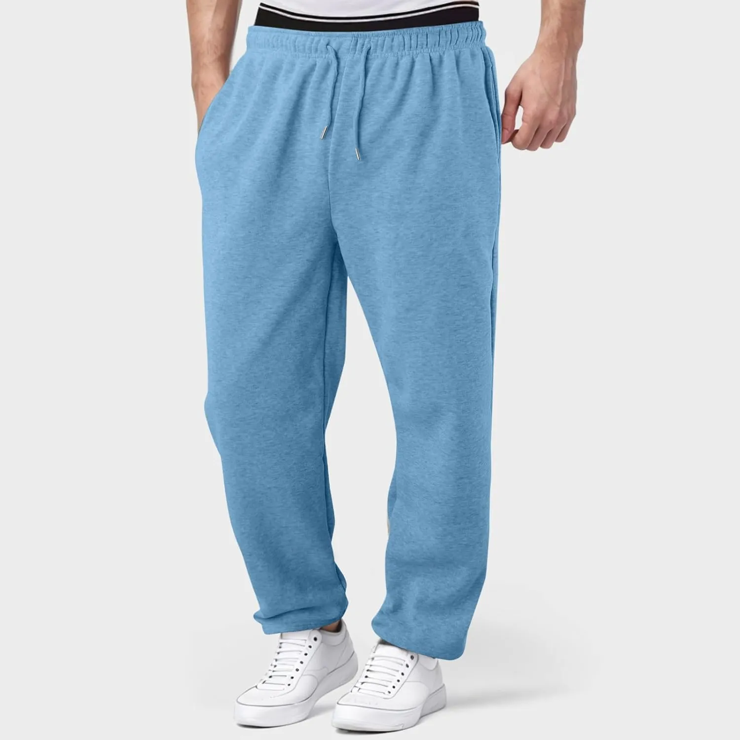 Alalaso Men's Casual Sweatpants Lightweight Elastic Waist Drawstring Lounge Pants Straight Leg Trousers with Pockets