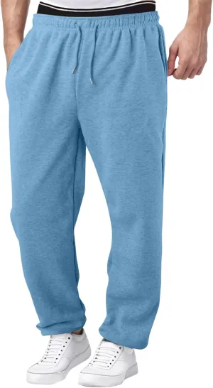 Alalaso Men's Casual Sweatpants Lightweight Elastic Waist Drawstring Lounge Pants Straight Leg Trousers with Pockets