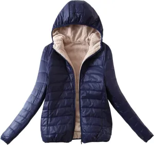 AMDBEL Puffer Jacket Womens With Hood, Womens Long Puffer Jacket Plus Size Down Coat Cotton Cover Coat Lightweight Down Coat With Hood Winter Jacket