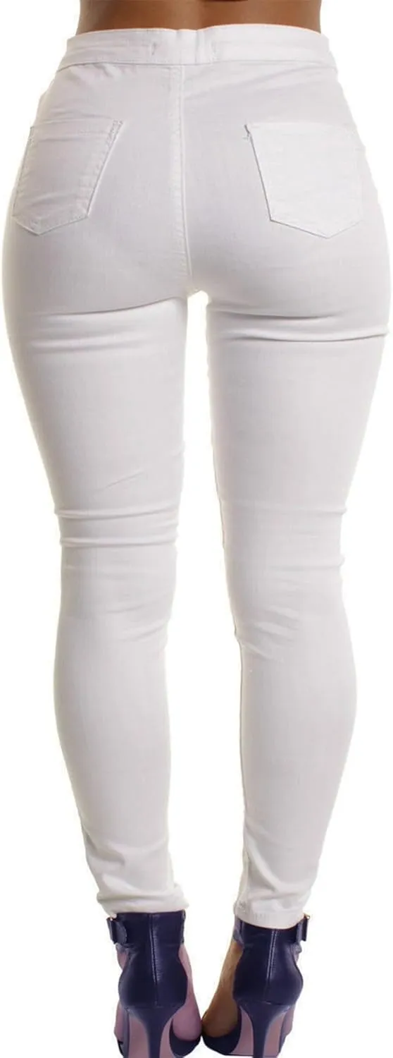 Andongnywell Stretch Knee Ripped Denim Pants New Apparel high Waisted Skinny Hole Jeans Destroyed Thin Slim Trousers