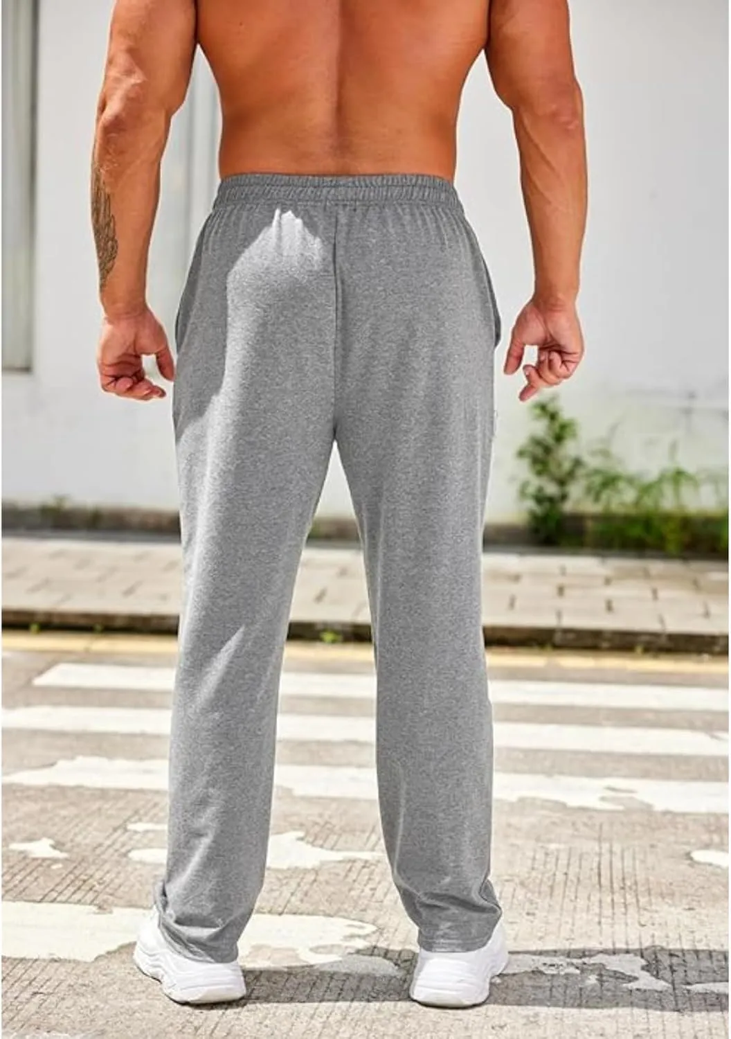Baggy Sweatpants Mens Lounge Pants with Pockets Workout Athletic Joggers Mens Straight Leg Sweatpants Daily Trouser