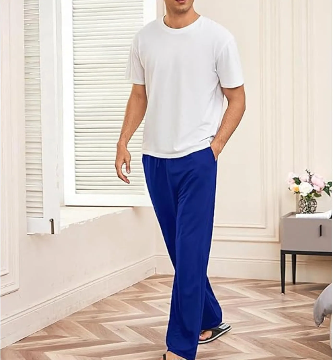 Baggy Sweatpants Mens Lounge Pants with Pockets Workout Athletic Joggers Mens Straight Leg Sweatpants Daily Trouser