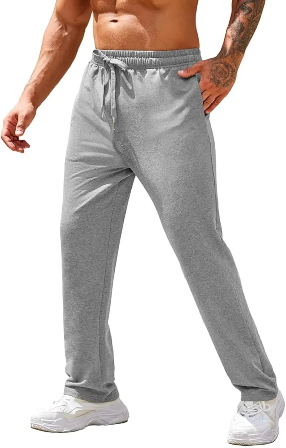 Baggy Sweatpants Mens Lounge Pants with Pockets Workout Athletic Joggers Mens Straight Leg Sweatpants Daily Trouser