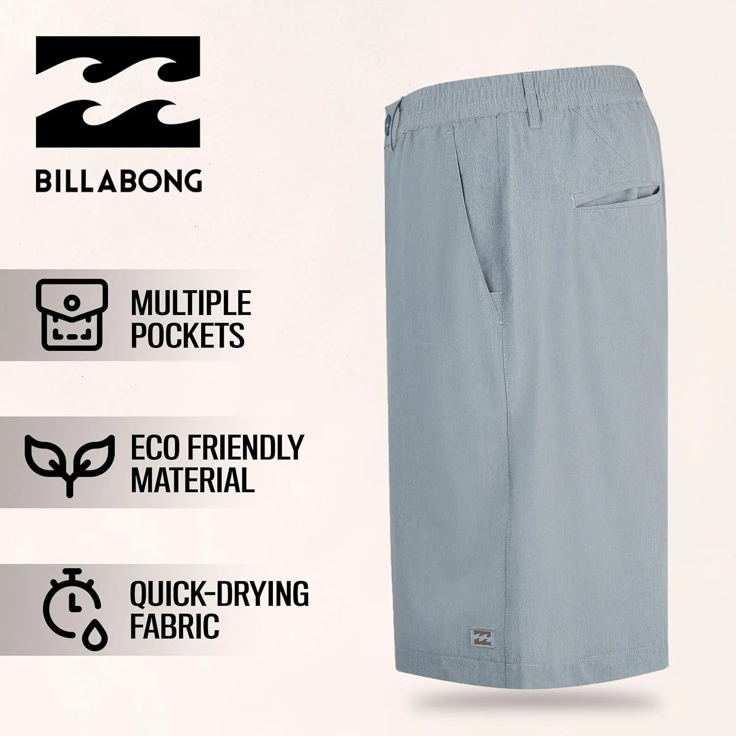 Billabong Big and Tall Shorts for Men – Hybrid Stretch Board Shorts Quick Dry Crossfire Submersible