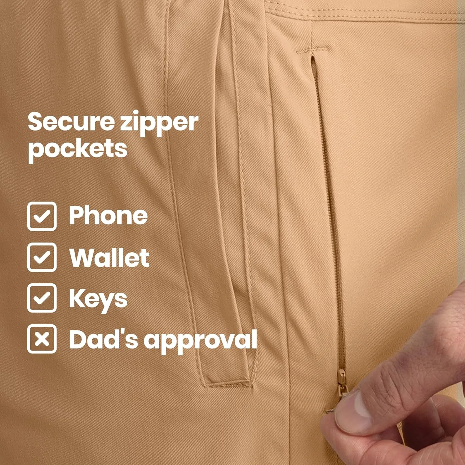 birddogs Mens Khaki Shorts – Casual, Slim Fit, Stretch Shorts with Built-in Liner for Comfort – Regular Length, 7” Inseam