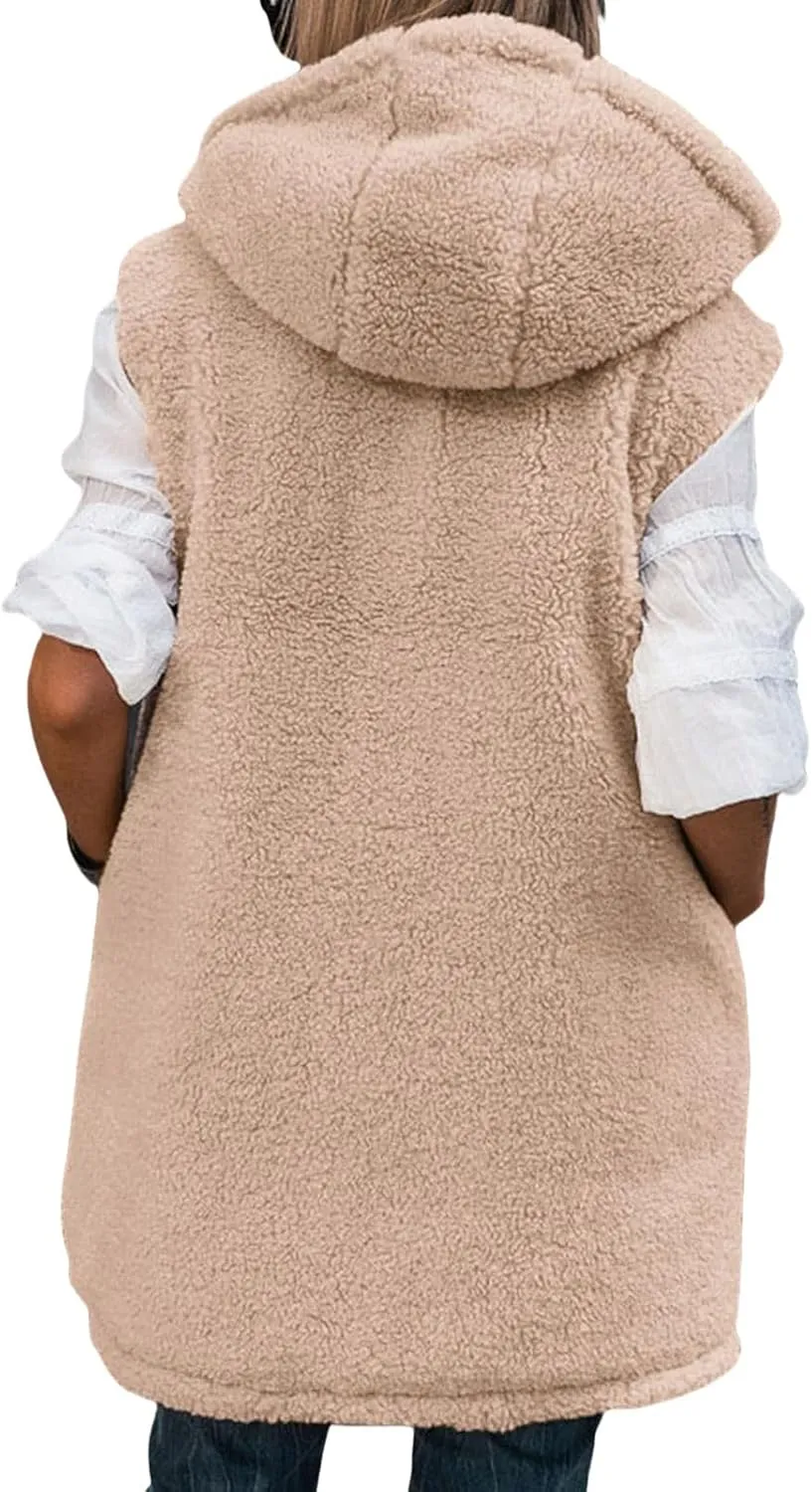 Canbebig Puffer Jacket Womens Long Reversible Down Coat Casual Quilted Jacket Zip Up Puffer Vest Hooded Outwear with Pockets