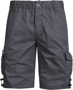 Cargo Shorts for Men Casual Elastic Waist Plus Size Outdoor Work Short Pants with Multiple Pockets Stretch Shorts