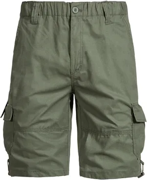 Cargo Shorts for Men Casual Elastic Waist Plus Size Outdoor Work Short Pants with Multiple Pockets Stretch Shorts