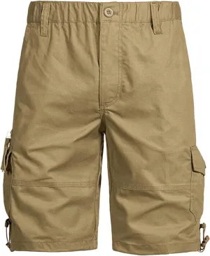 Cargo Shorts for Men Casual Elastic Waist Plus Size Outdoor Work Short Pants with Multiple Pockets Stretch Shorts