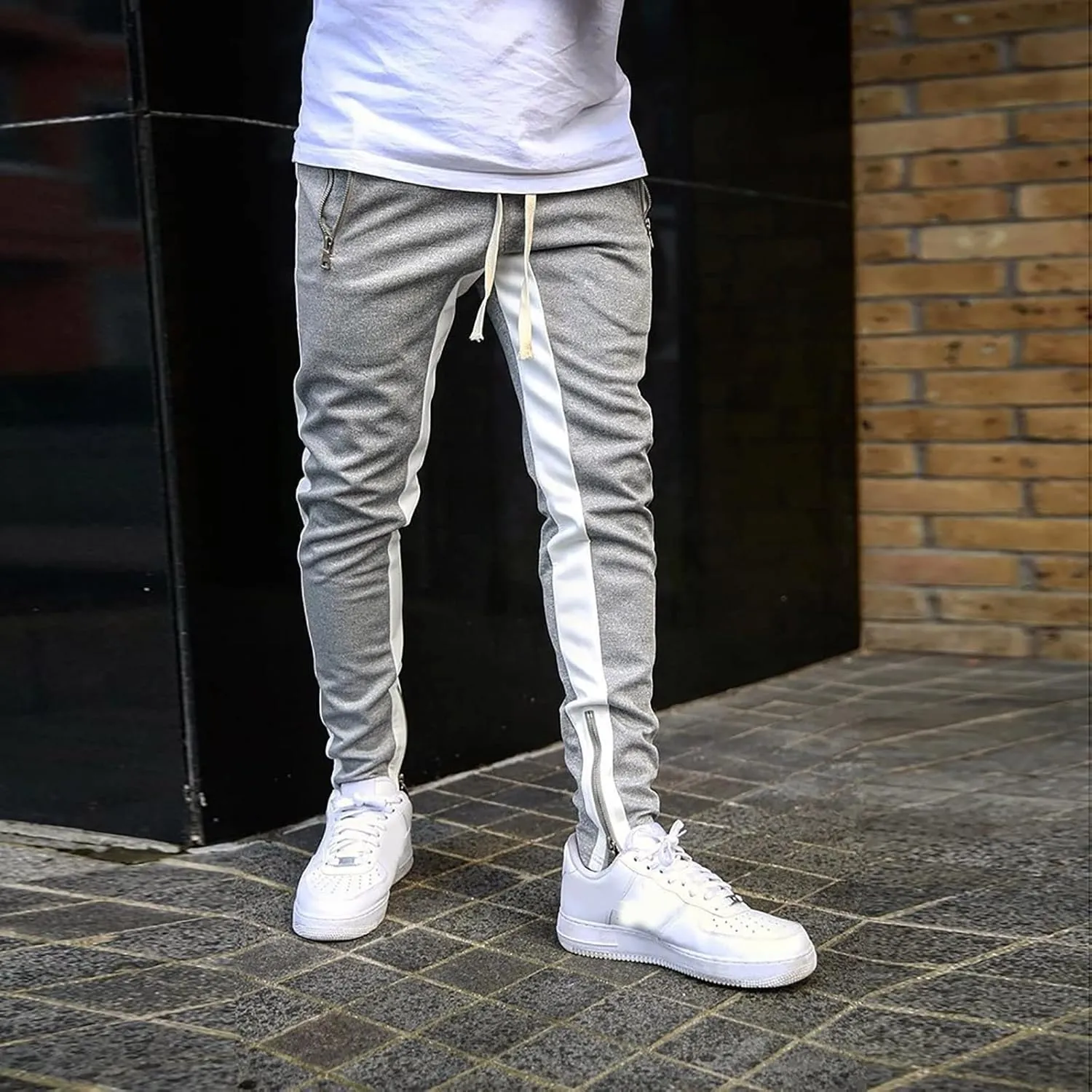 Cargo Sweatpants for Men Big and Tall Work Pants with Pockets Drawstring Waist Men's Outdoor Military Tactical Pants
