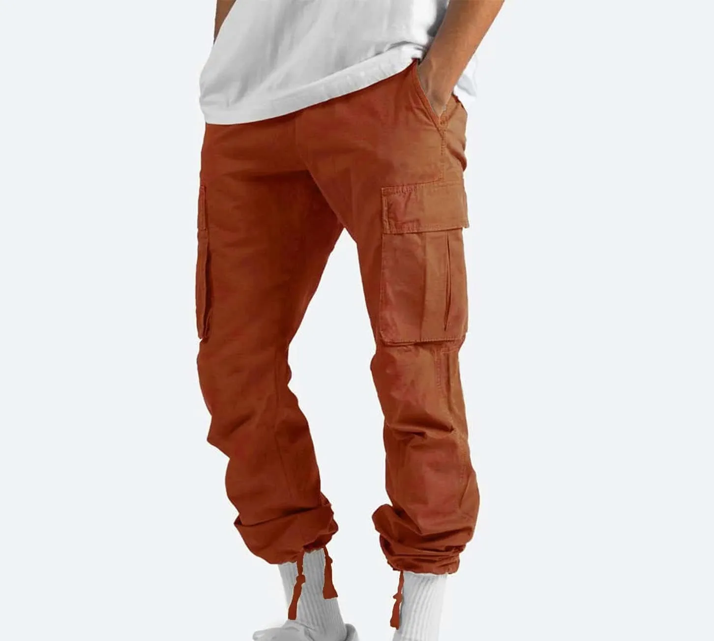 Cargo Sweatpants for Men Fleece Lined Cargos Casual Loose Fit Warm Winter Joggers Straight Leg Cargo Pants with Pocket