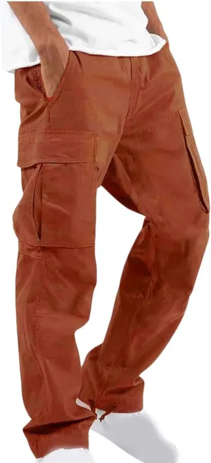 Cargo Sweatpants for Men Fleece Lined Cargos Casual Loose Fit Warm Winter Joggers Straight Leg Cargo Pants with Pocket