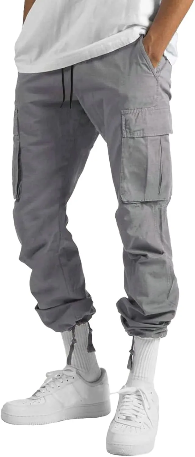 Cargo Sweatpants for Men Pockets Regular & Big Man Sizes Casual Jogger Pant Men's Fleece Lined Cargo Sweatpants Open