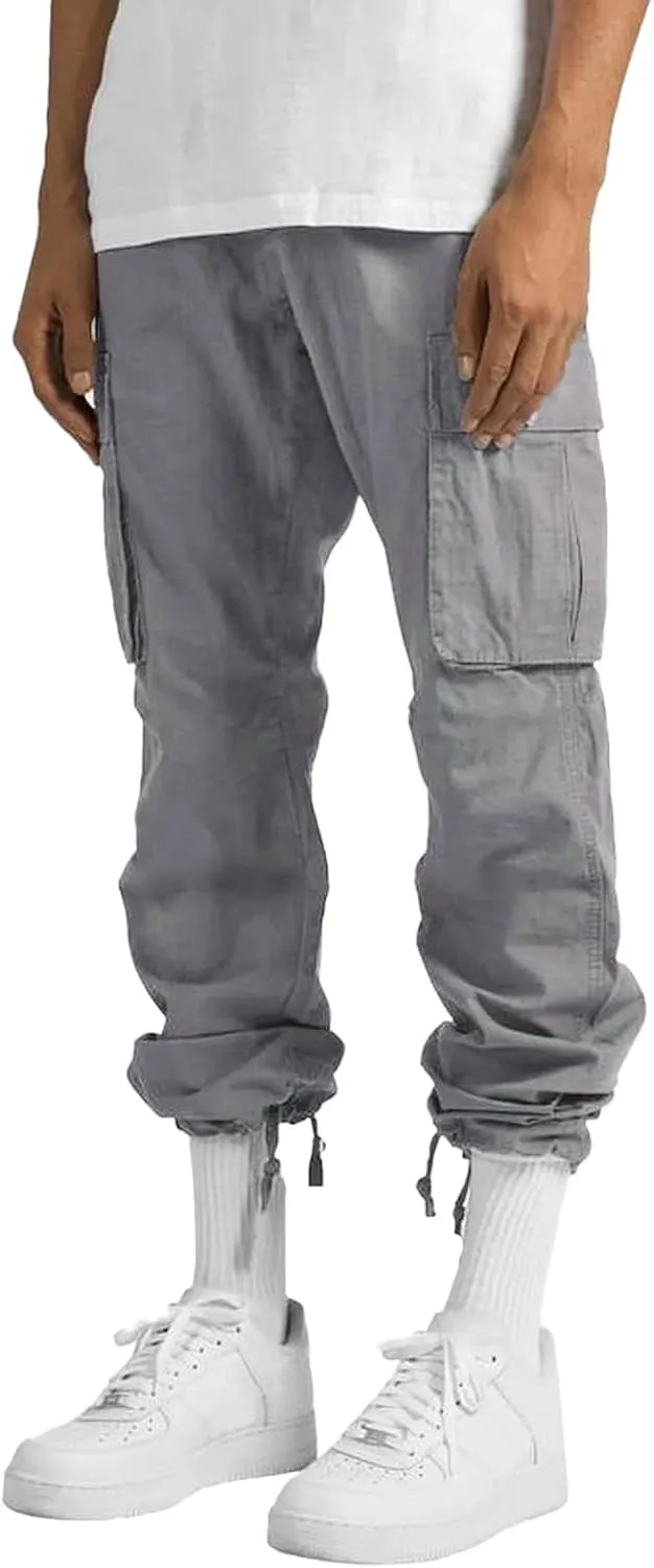 Cargo Sweatpants for Men Pockets Regular & Big Man Sizes Casual Jogger Pant Men's Fleece Lined Cargo Sweatpants Open