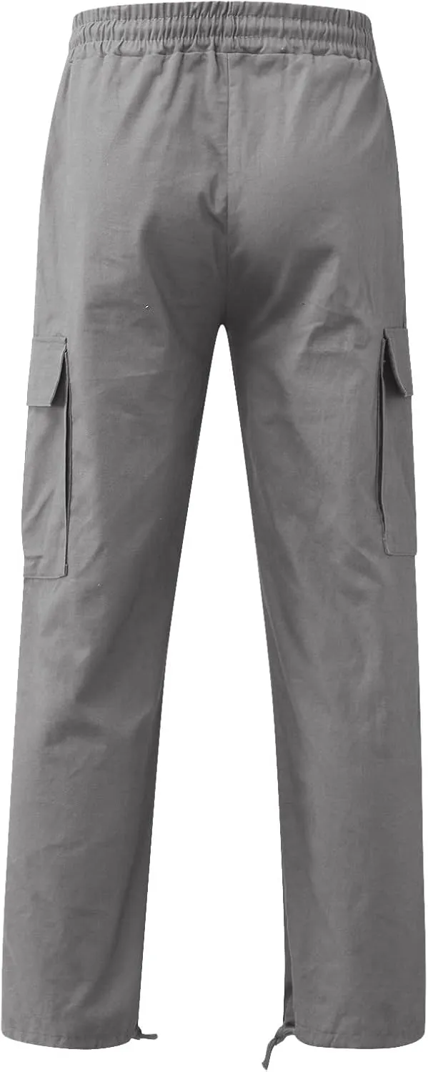 Cargo Sweatpants for Men Pockets Regular & Big Man Sizes Casual Jogger Pant Men's Fleece Lined Cargo Sweatpants Open