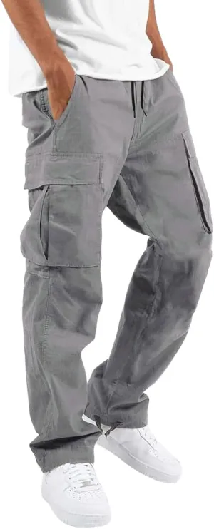 Cargo Sweatpants for Men Pockets Regular & Big Man Sizes Casual Jogger Pant Men's Fleece Lined Cargo Sweatpants Open