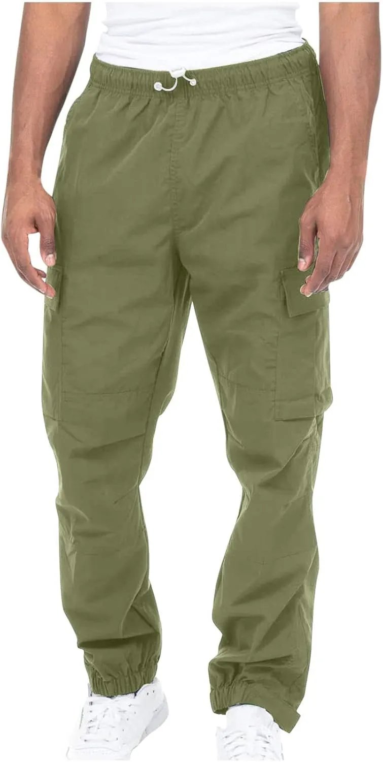 Cargo Trousers for Men Fleece Cargo Sweatpants Relax Fit Bungee Cord Open Bottom Mens Jogger Sweatpants Men's Slim