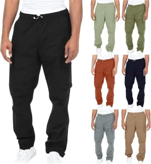 Cargo Trousers for Men Fleece Cargo Sweatpants Relax Fit Bungee Cord Open Bottom Mens Jogger Sweatpants Men's Slim