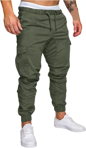 Cargo Trousers for Men Long Track Pants with Pockets Mens Sweatpants Relaxed Fit Stretch Drawstring Pocket Sweatpants