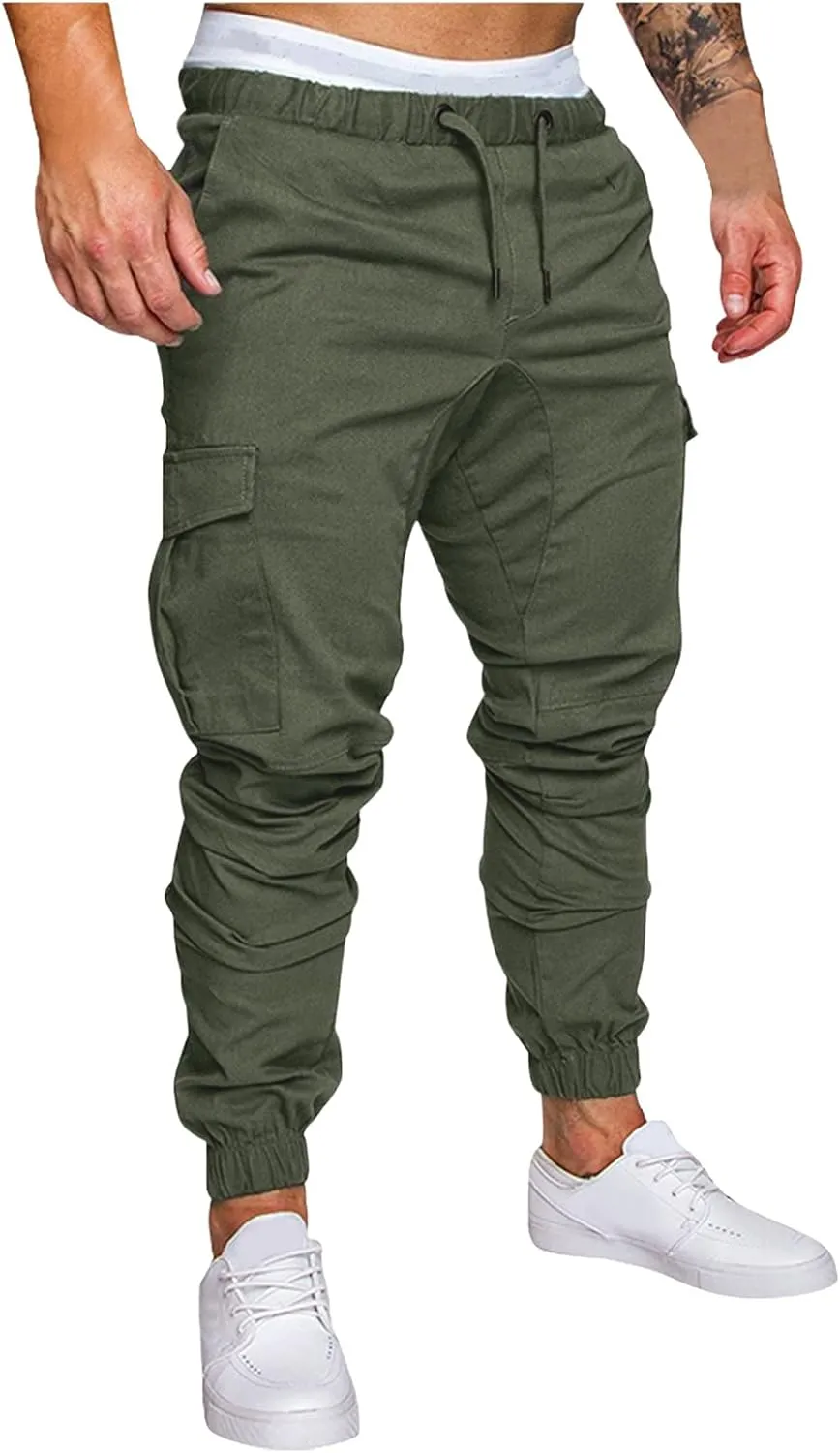 Cargo Trousers for Men Long Track Pants with Pockets Mens Sweatpants Relaxed Fit Stretch Drawstring Pocket Sweatpants