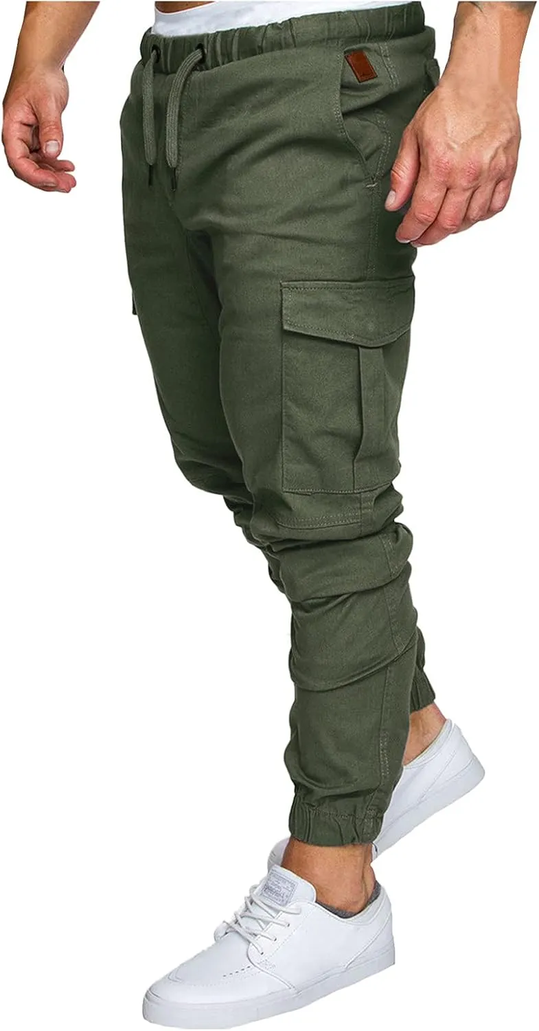 Cargo Trousers for Men Long Track Pants with Pockets Mens Sweatpants Relaxed Fit Stretch Drawstring Pocket Sweatpants