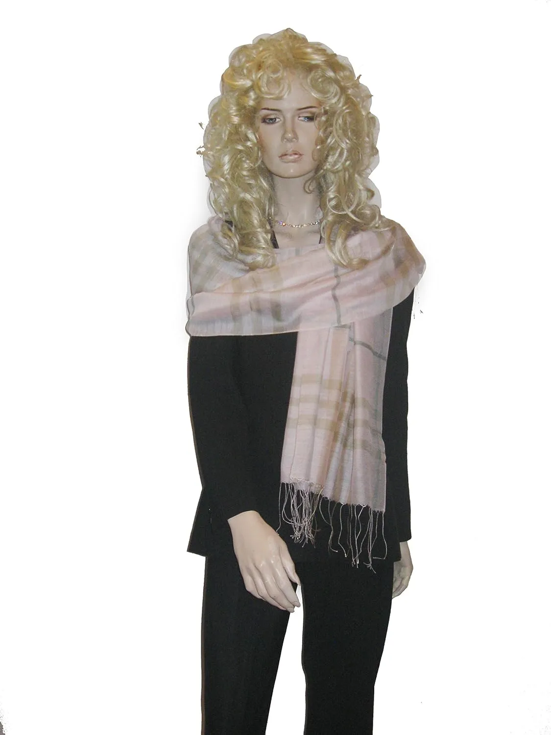 Cashmere Pashmina Group– Scarf,Scarves,Shawl,Wrap,Stole in Check/Plaid (Silk and Viscose)