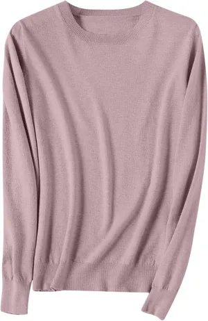 Cashmere Sweaters for Women 2024 Long Sleeve Crew Neck Soft Warm Cozy Pullover Wool Knit Jumpers Sweater
