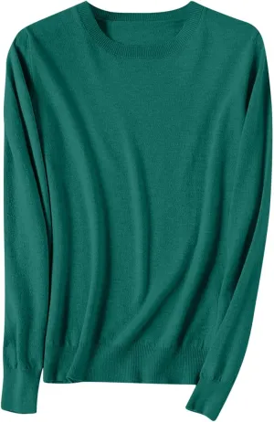 Cashmere Sweaters for Women 2024 Long Sleeve Crew Neck Soft Warm Cozy Pullover Wool Knit Jumpers Sweater