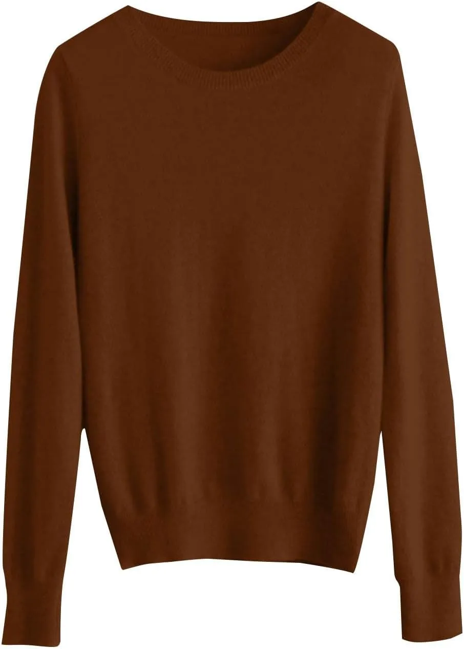 Cashmere Sweaters for Women, Crew Neck Long Sleeve Soft Warm Trendy Pullover Tops Lightweight Wool Cozy Knit Sweater