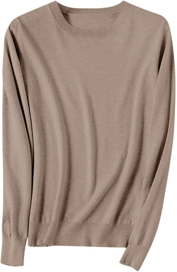 Cashmere Sweaters for Women Seamless Knit Sweater Lightweight Long Sleeve Jumper Soft Warm Wool Sweater Trendy