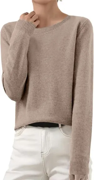 Cashmere Sweaters for Women Seamless Knit Sweater Lightweight Long Sleeve Jumper Soft Warm Wool Sweater Trendy