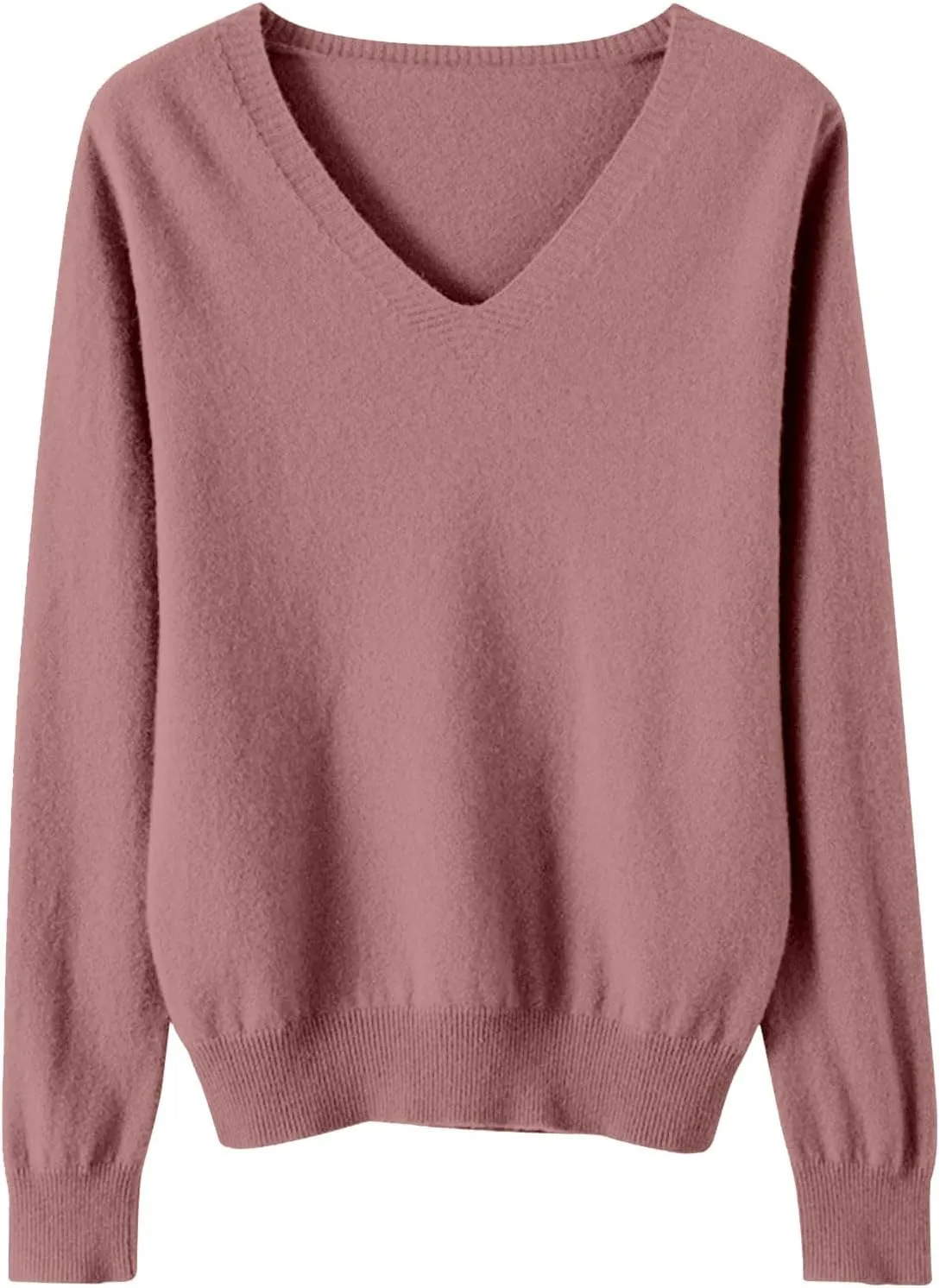 Cashmere Sweaters for Women V Neck Lightweight Knit Long Sleeve Shirts Soft Warm Pullover Tops Fuzzy Wool Sweaters