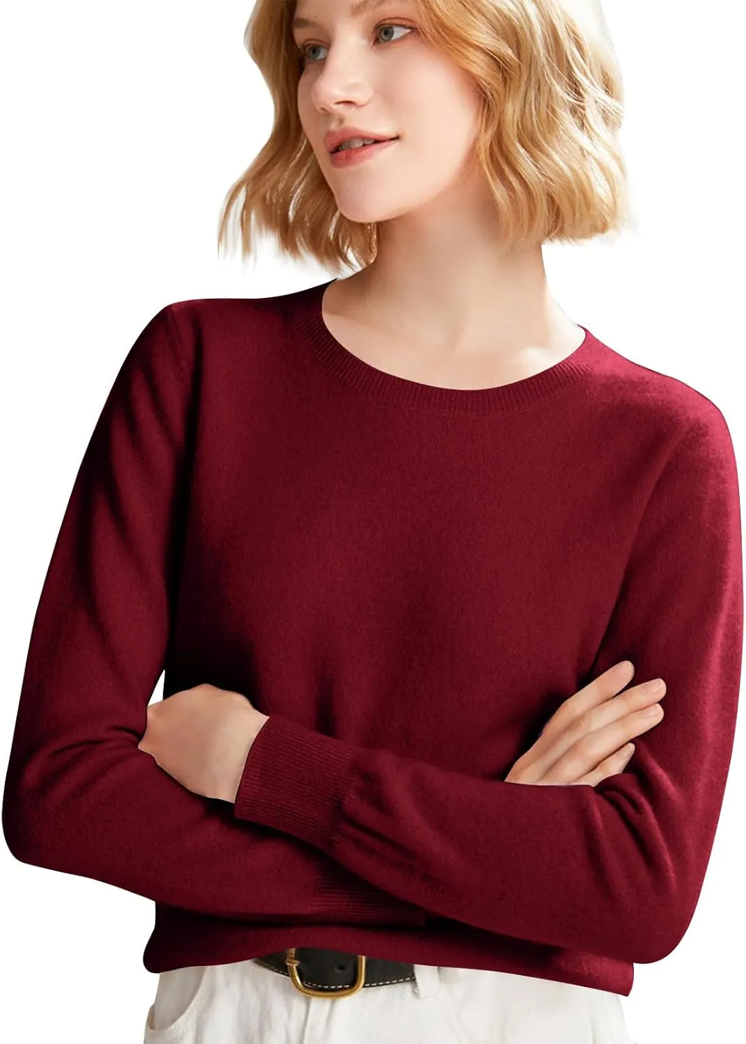Cashmere Sweaters for Women Wool Blend Knit Sweater Long Sleeve Crewneck Pullover Sweater 2025 Trendy Spring Outfits